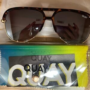 NEW Quay Australia Aviators High Key Remixed Sunglasses Tortoise Brown POLARIZED